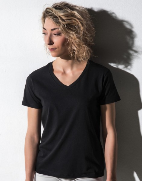 nakedshirt Damen Shirt mit V-Ausschnitt